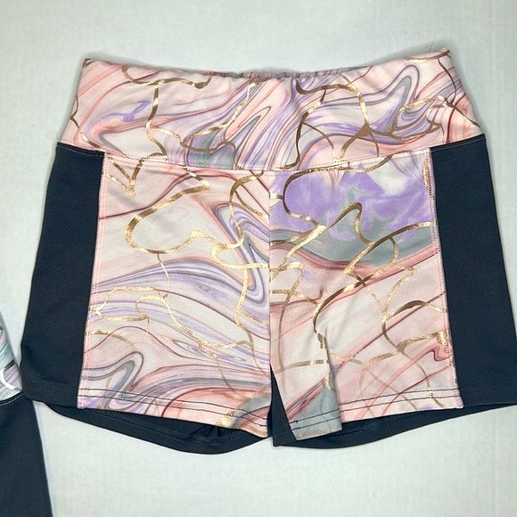 CX.J by Justice | 2 Piece Active Wear Shorts Multi Color w/ Metallic | Size14/16 - Picture 3 of 9